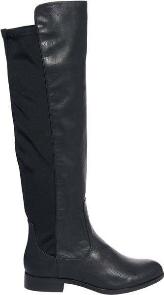 River Island Stretch Knee High Boots in Black | Lyst