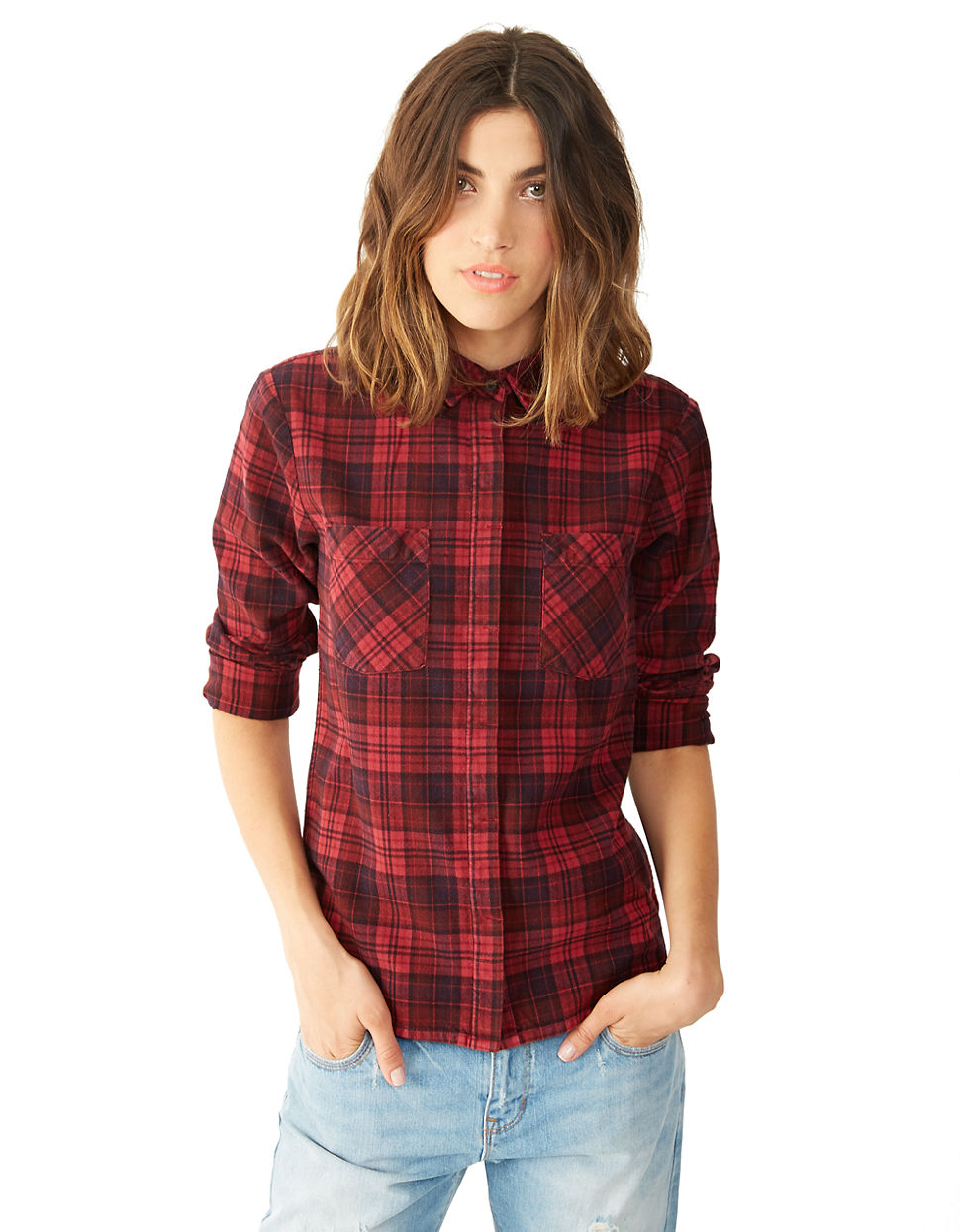 Lyst - Alternative Apparel Plaid Flannel Button Down Shirt in Red