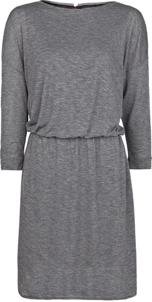 Mango Elastic Waist Flecked Dress in Gray (Dark Grey) | Lyst