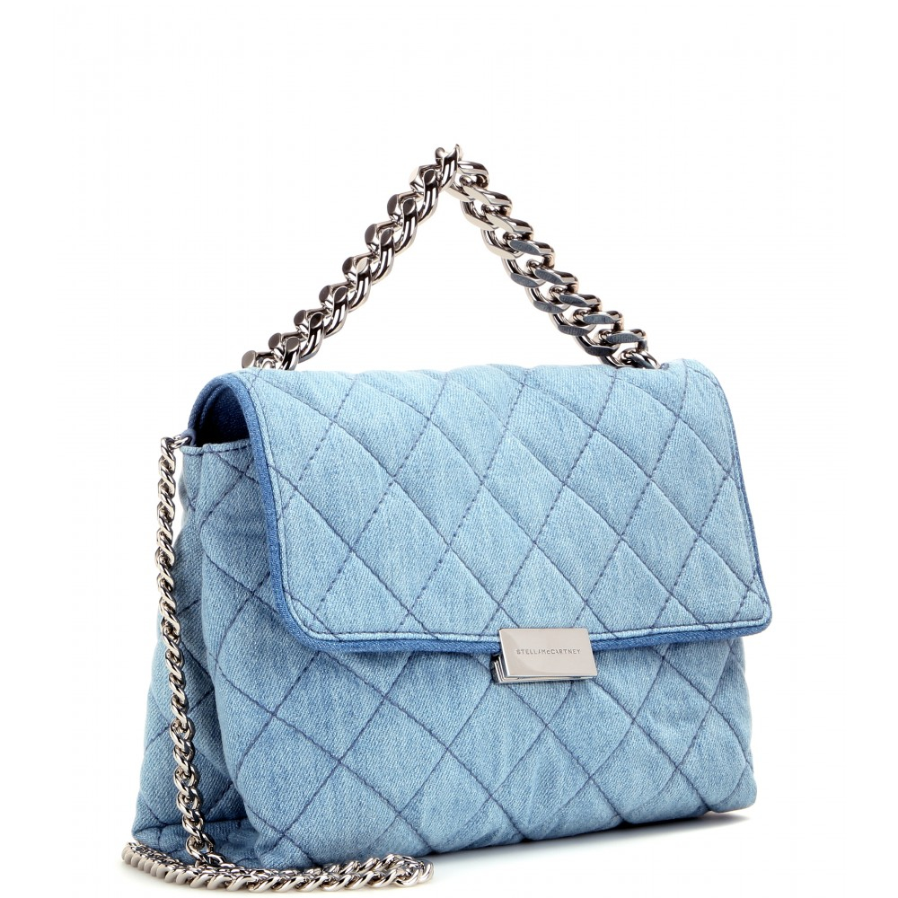 quilted denim shoulder bag