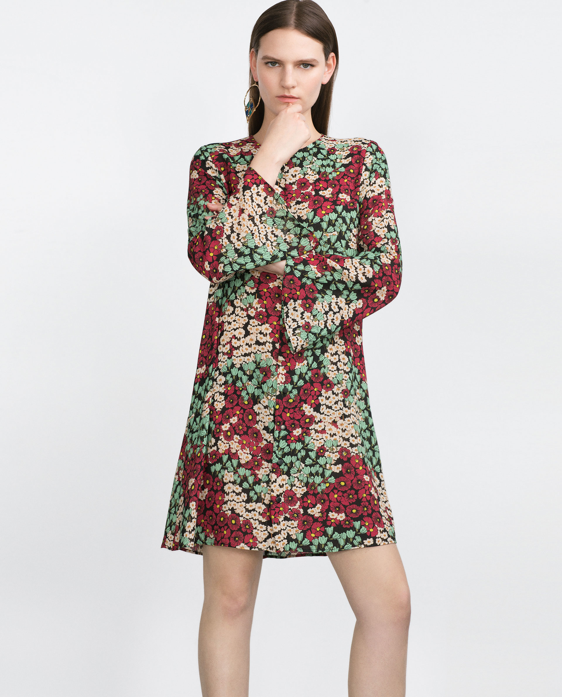 Zara Floral Dress in Multicolor | Lyst
