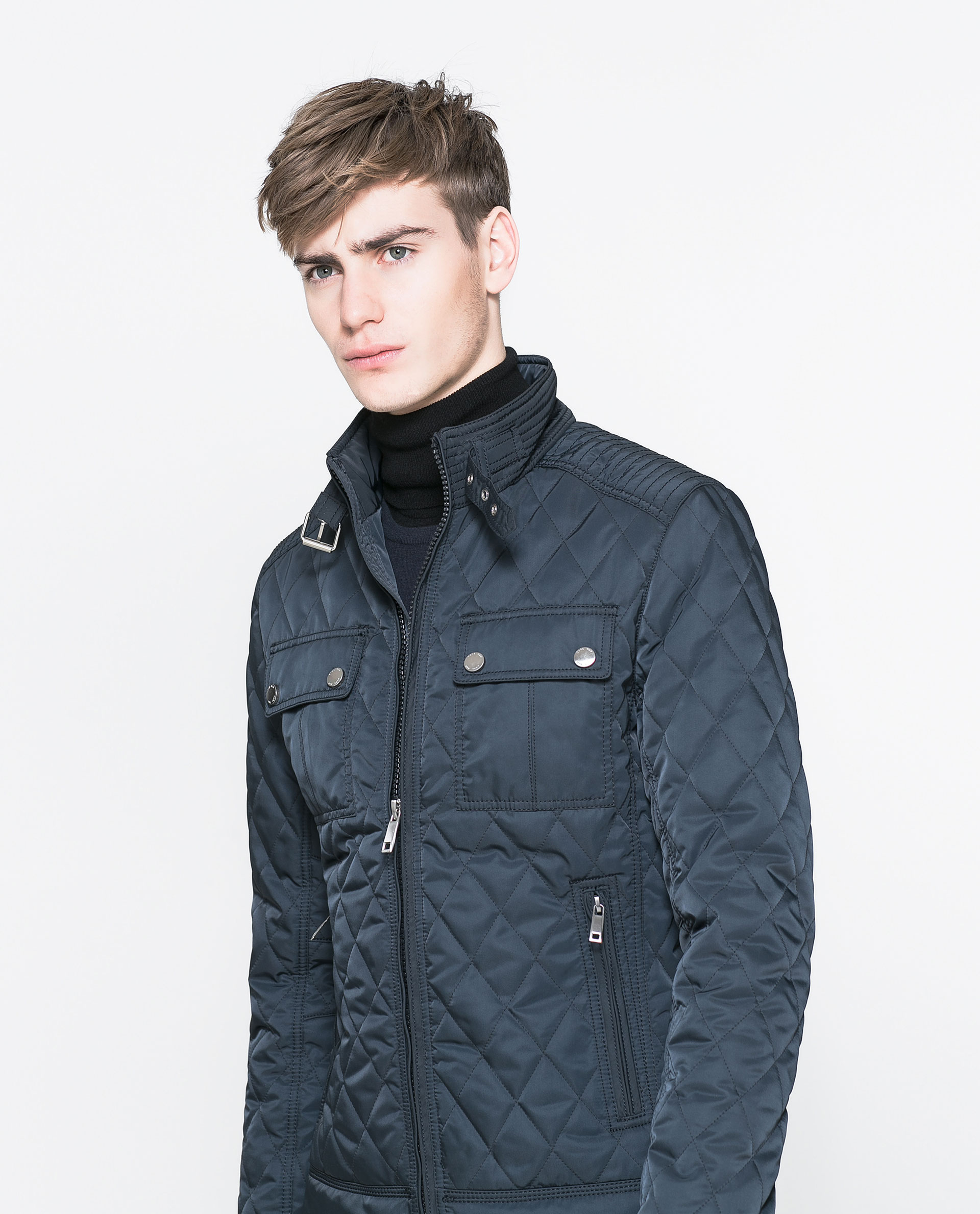 Zara Quilted Jacket in Blue for Men | Lyst
