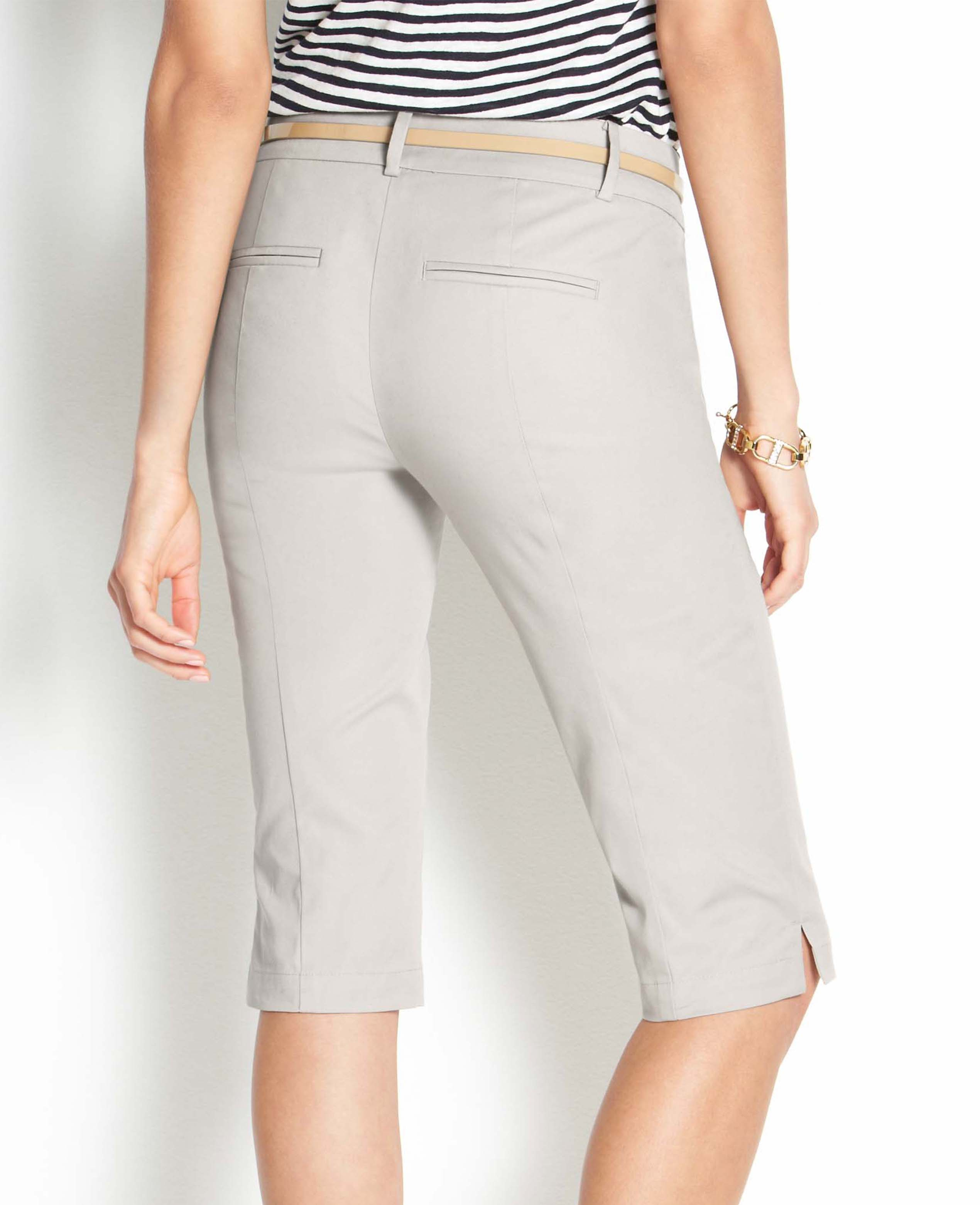 Ann taylor Petite Cotton Pedal Pushers in Gray Lyst