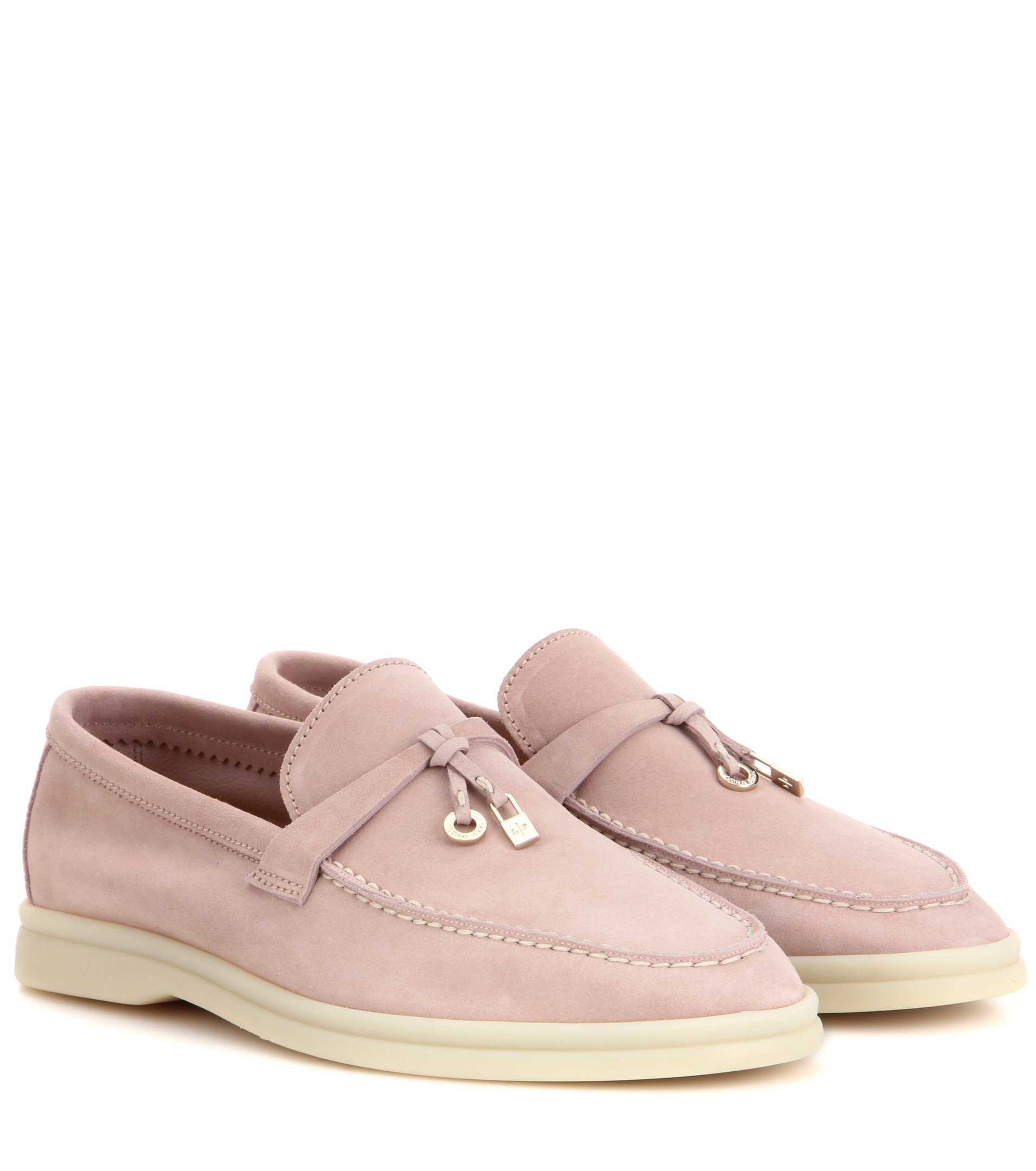 Lyst - Loro Piana Summer Charms Walk Suede Loafers in Pink