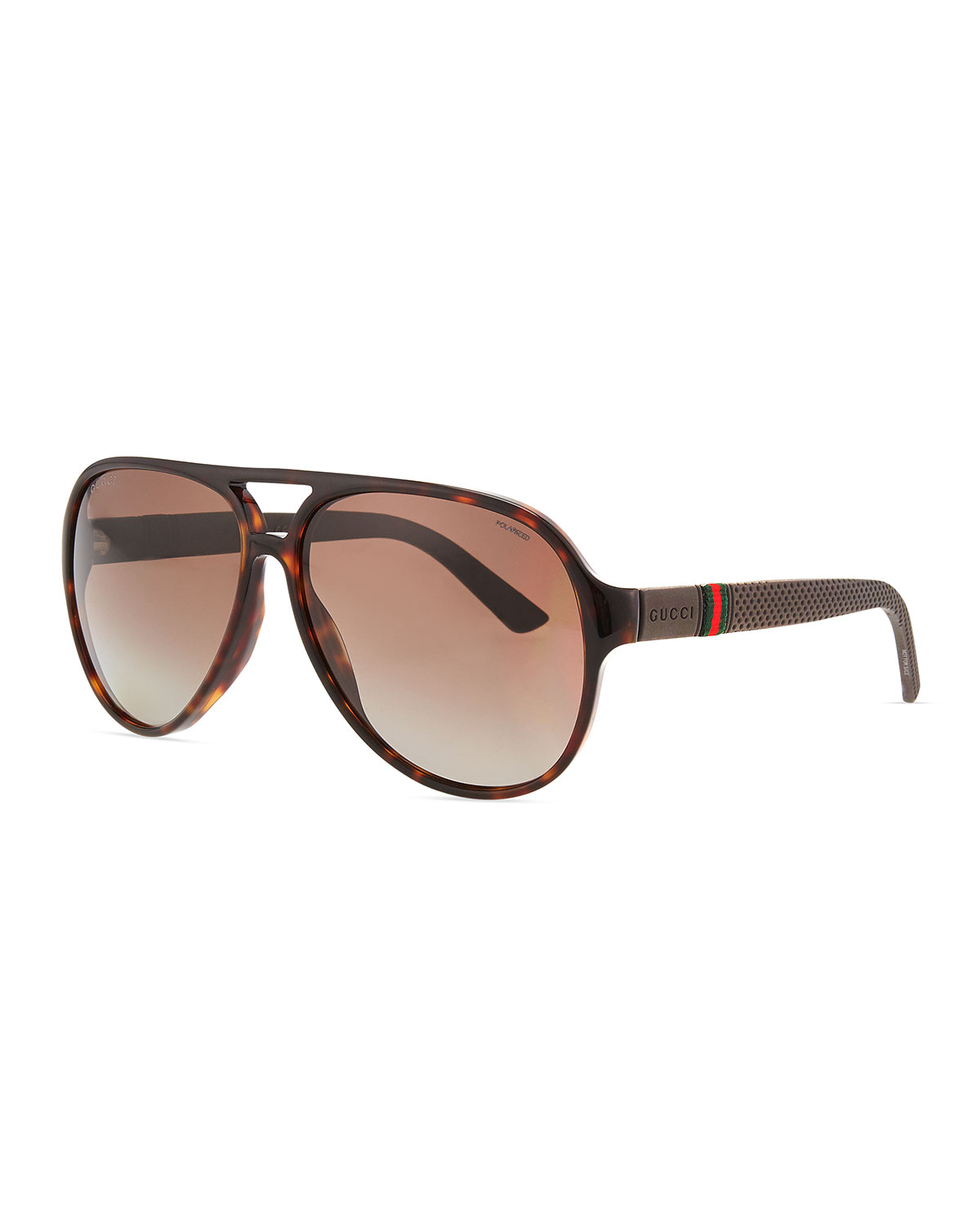 Lyst Gucci Aviator Acetate Sunglasses In Brown
