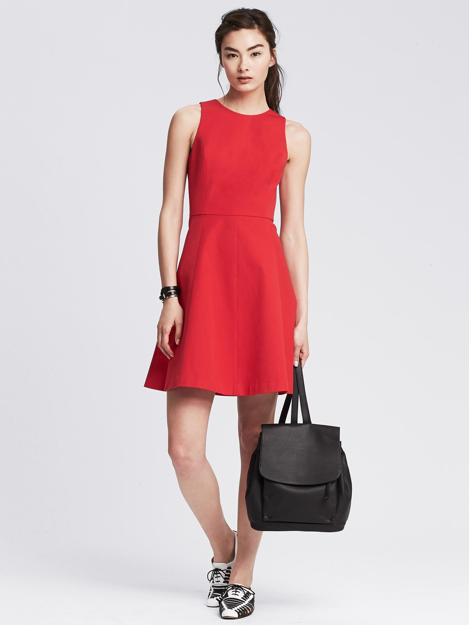 Banana Republic Sloan Fit-and-flare Dress in Red (Red glow) | Lyst