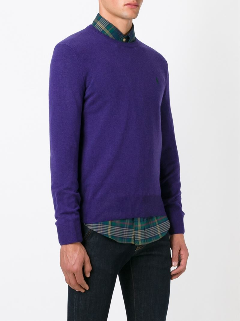 Lyst - Polo Ralph Lauren Logo Embroidered Sweater in Purple for Men