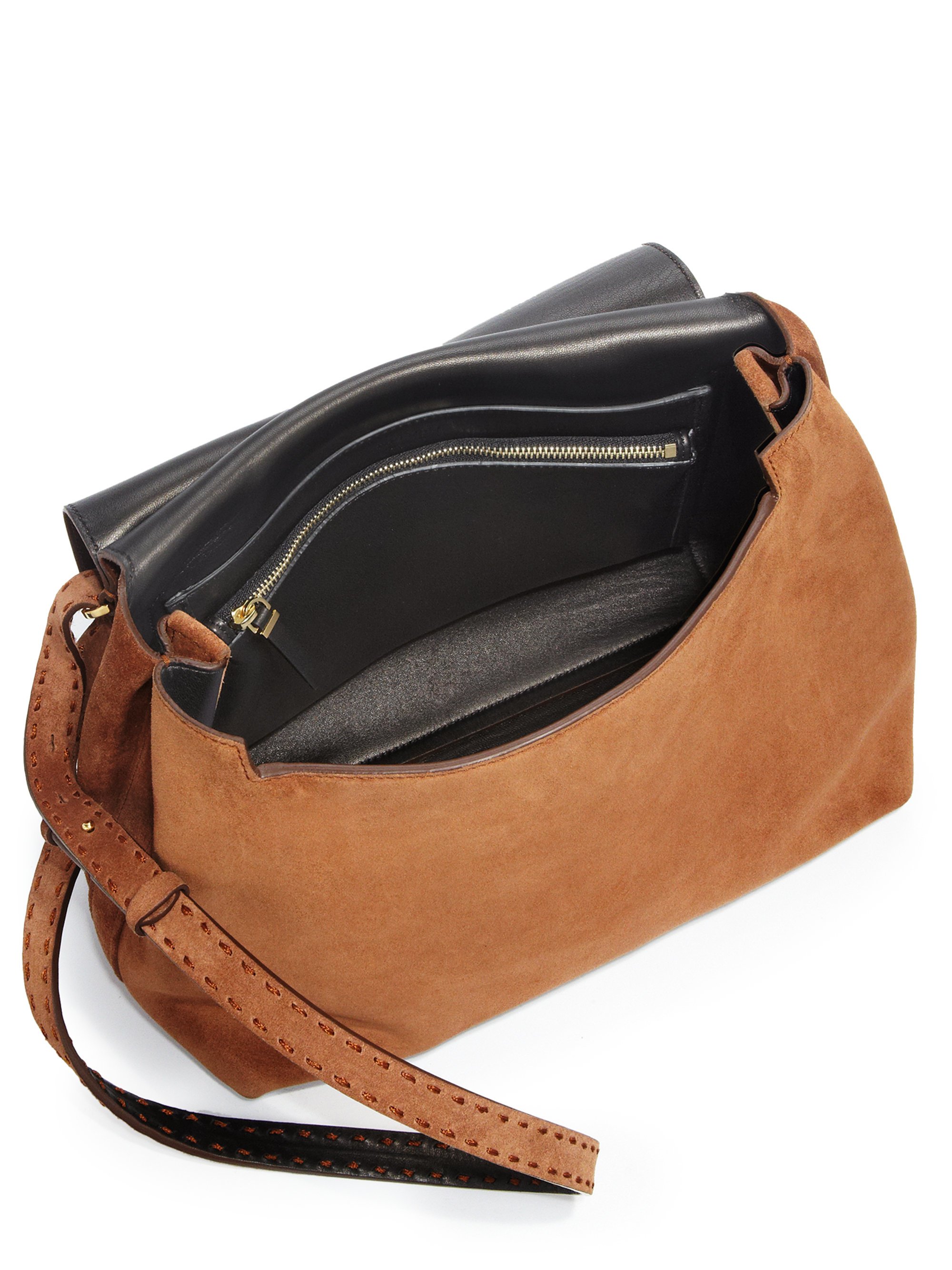 Lyst The Row Sideby Suede Crossbody Bag in Brown
