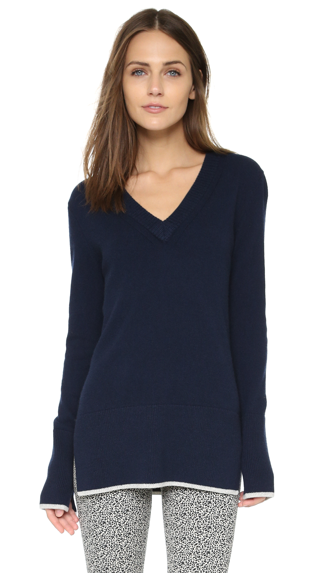 Rag & bone Flavia Cashmere V Neck Sweater in Blue | Lyst