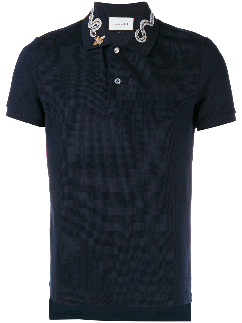 Gucci Snake And Bee Collar Polo Shirt in Blue for Men - Lyst