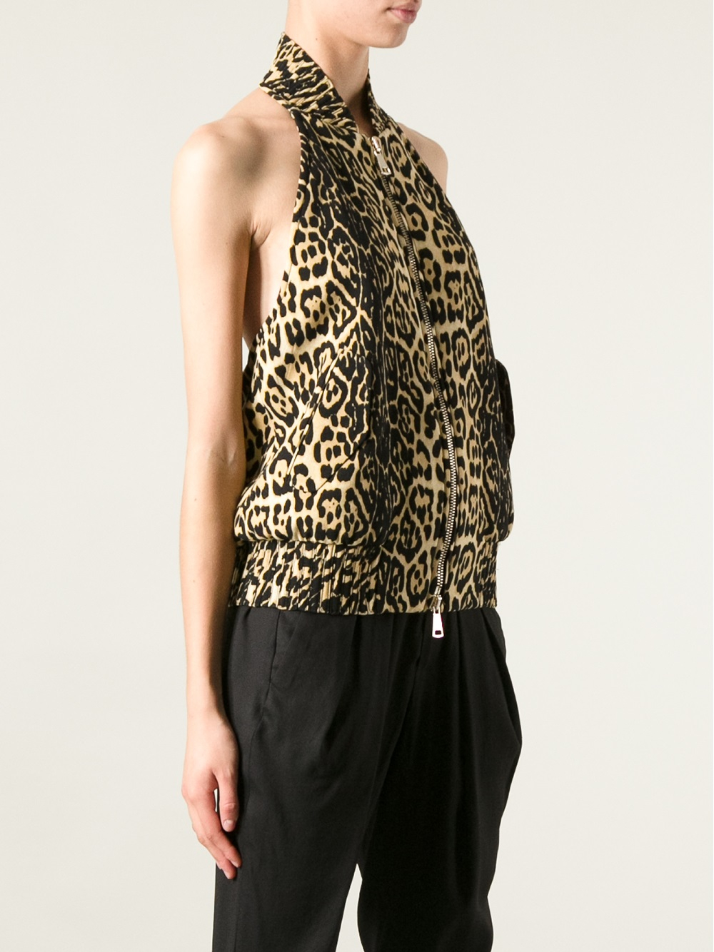 Lyst - Givenchy Leopard Print Halter Top in White