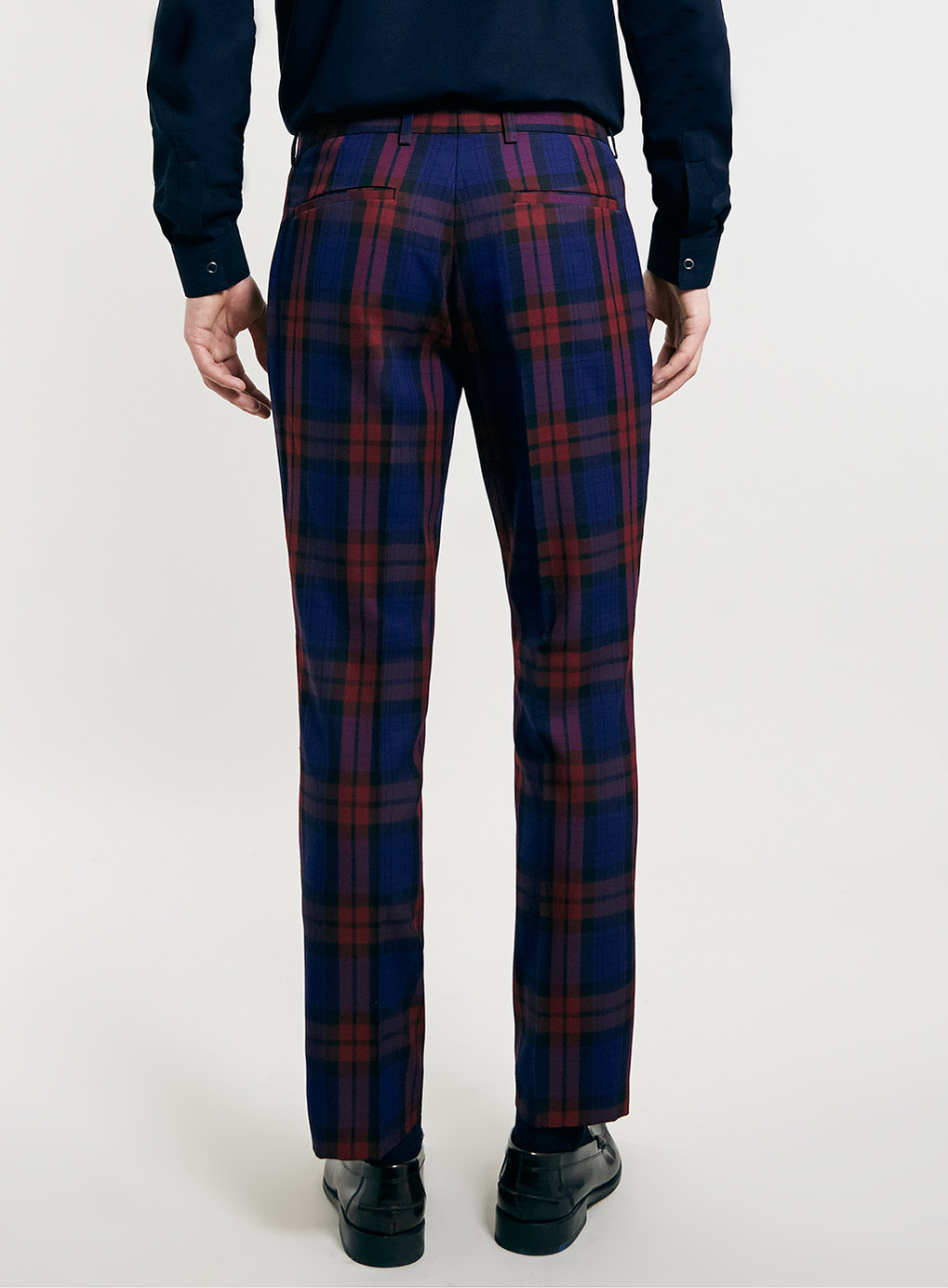 Topman Pink And Blue Tartan Skinny Fit Cropped Suit Trousers in ...