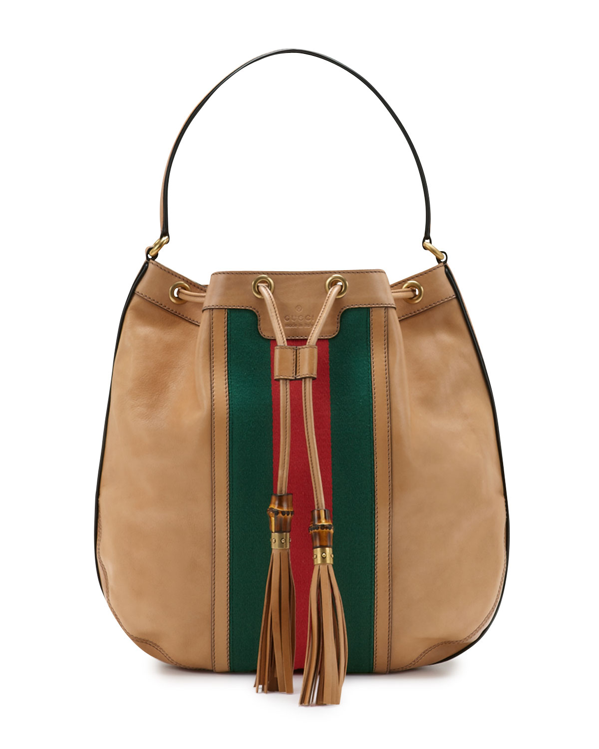 Lyst - Gucci Rania Leather Drawstring Shoulder Bag in Brown