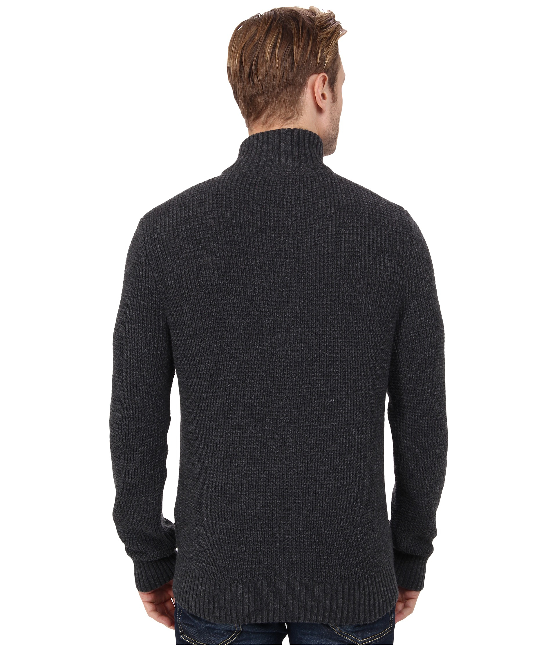 Download Lucky brand Full Zip Mock Neck Sweater in Blue for Men (Marcasite) | Lyst