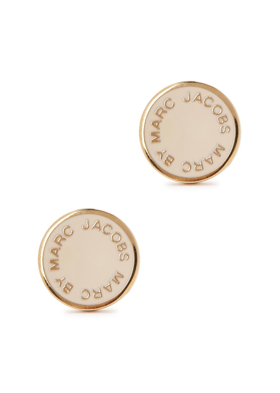 Marc By Jacobs Logo Disc O Cream Enamel Stud Earrings In Gallery