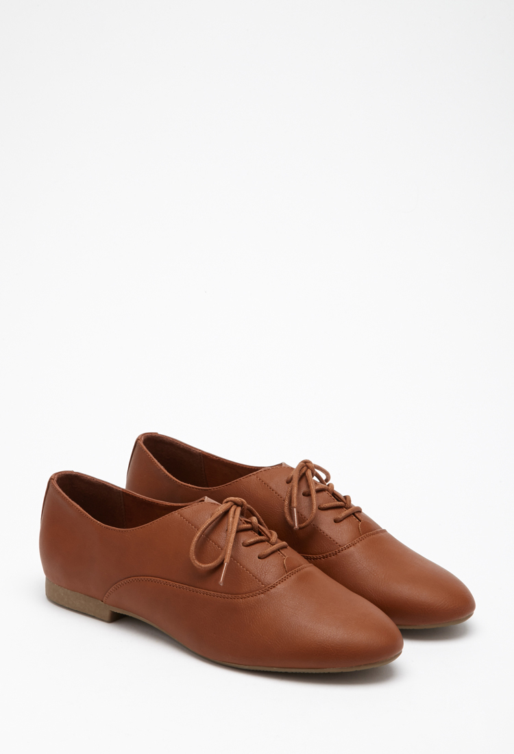 faux patent leather platform oxfords