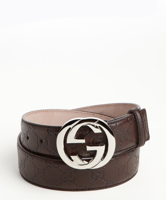 Gucci Brown Ssima Leather Silver Gg Buckle Belt in Brown for Men | Lyst