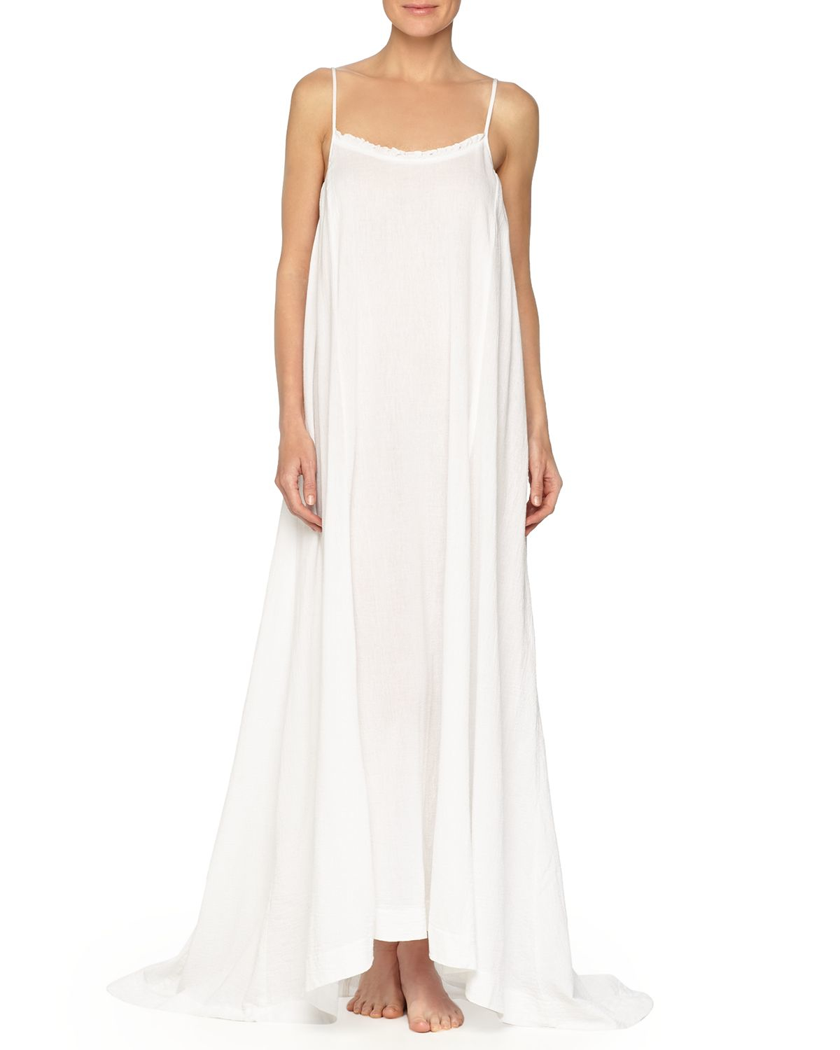 Skin Ruffle-trim Gauze Nightgown in White | Lyst