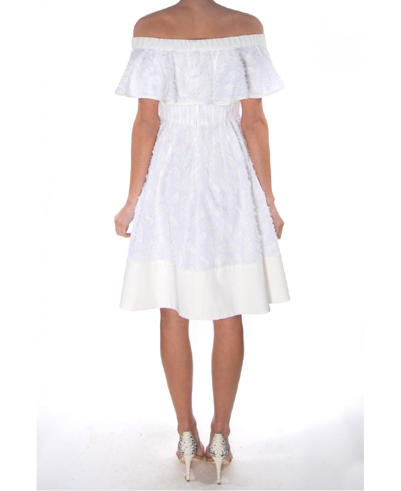 Tibi Sakura Fil Coupe Off-The-Shoulder Dress in White | Lyst