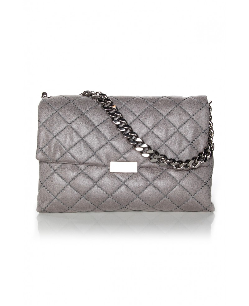 grey quilted shoulder bag