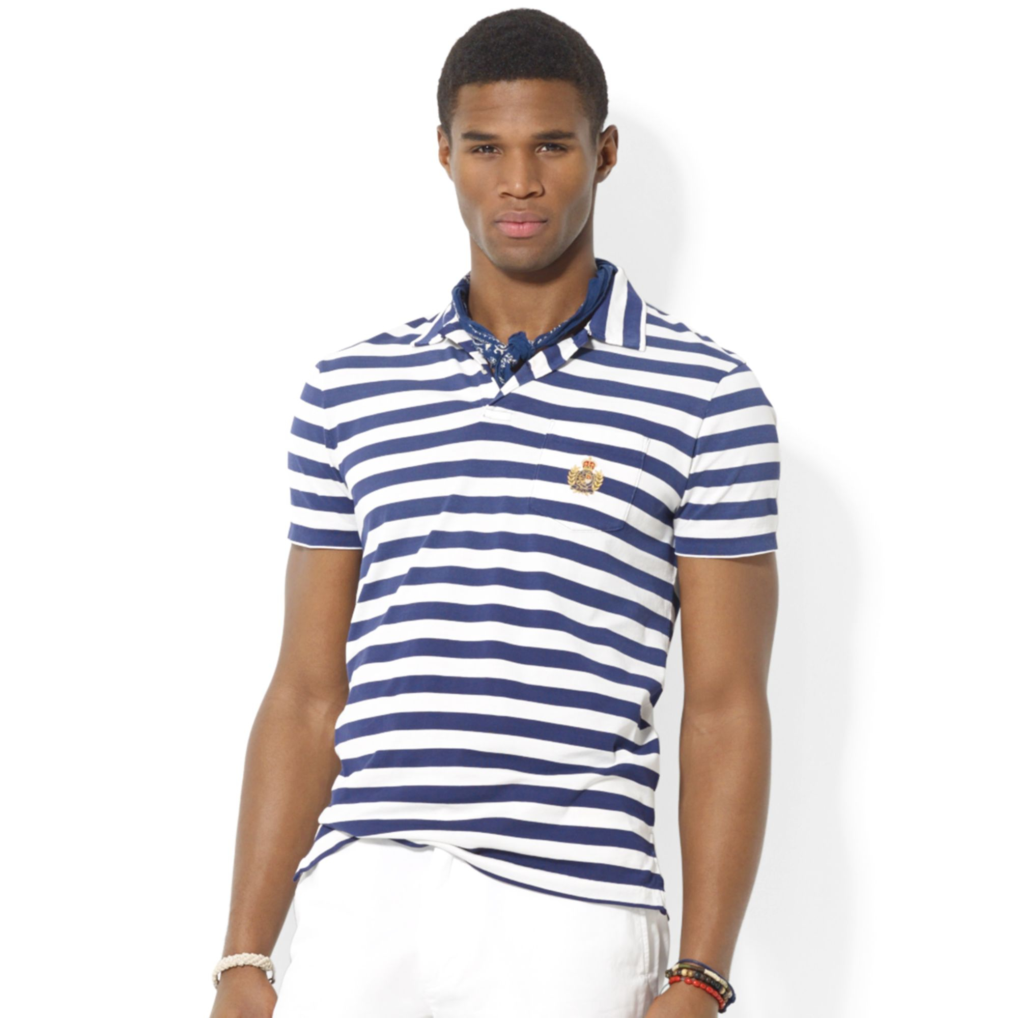 Ralph Lauren Polo Heritage Crest Striped Lisle Polo in Blue for Men ...