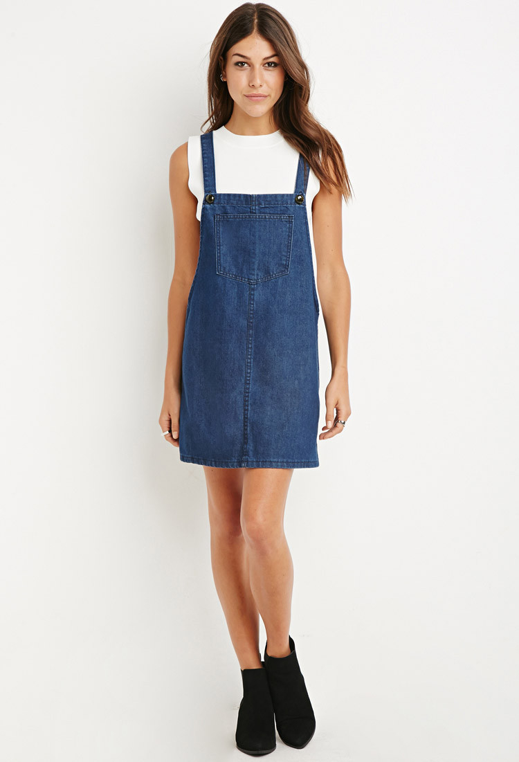 blue denim overall dress