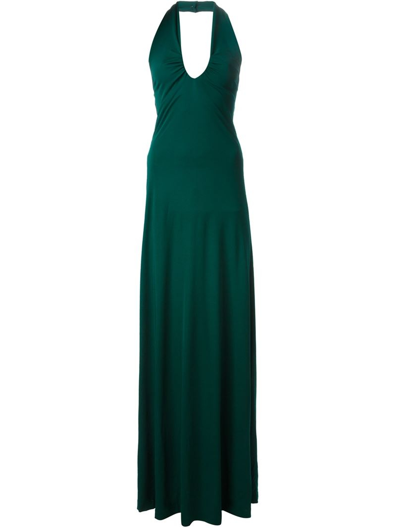 Etro Halter-neck Fitted Dress in Green | Lyst