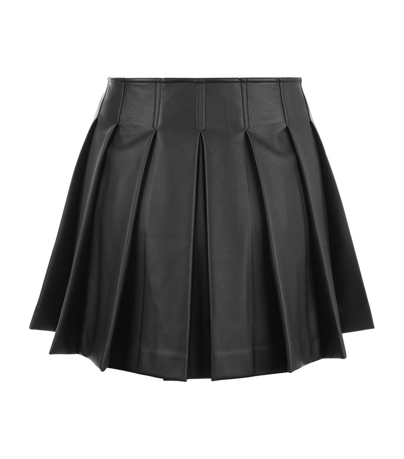 Armani jeans Faux Leather Pleated Mini Skirt in Black | Lyst