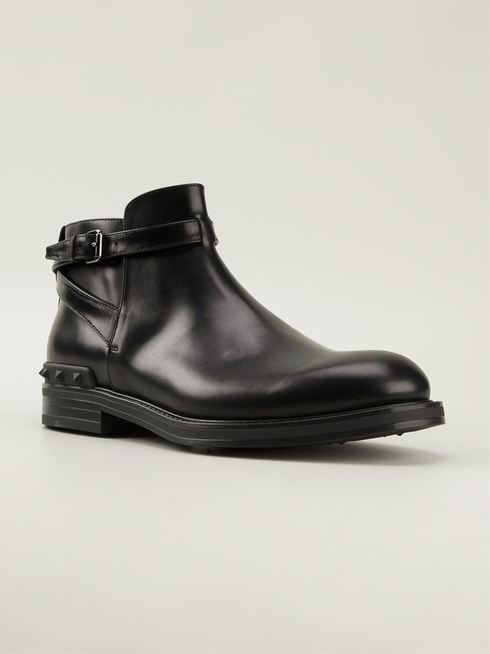 Lyst - Valentino 'Rockstud' Ankle Boots in Black for Men