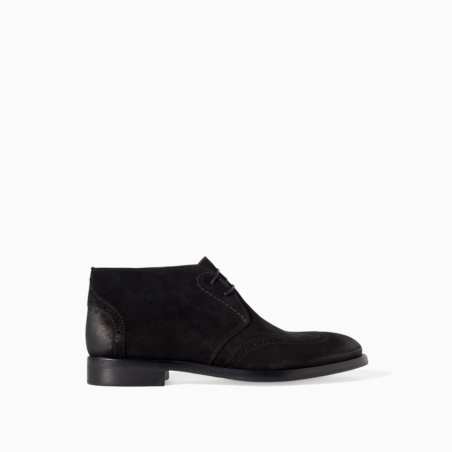 Zara Waxed Leather Ankle Boot in Black for Men | Lyst