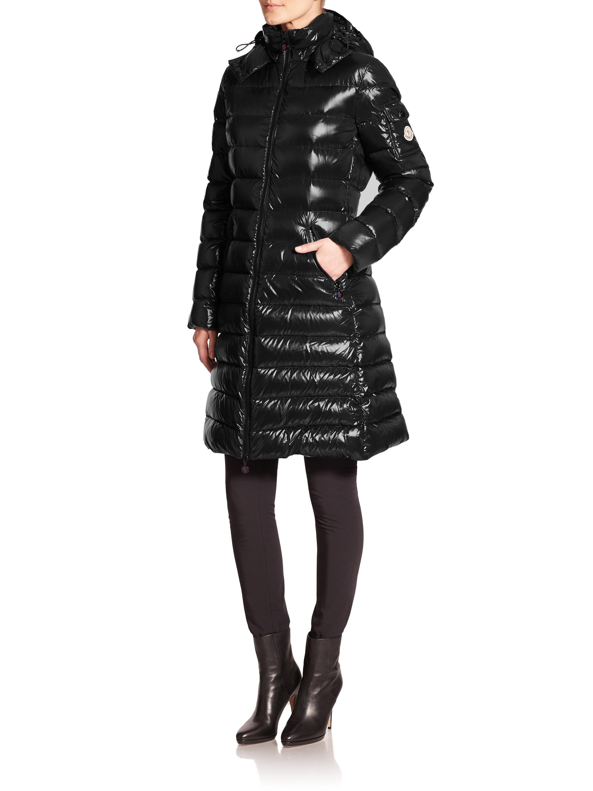 Moncler Moka Long Quilted Puffer Jacket in Black | Lyst