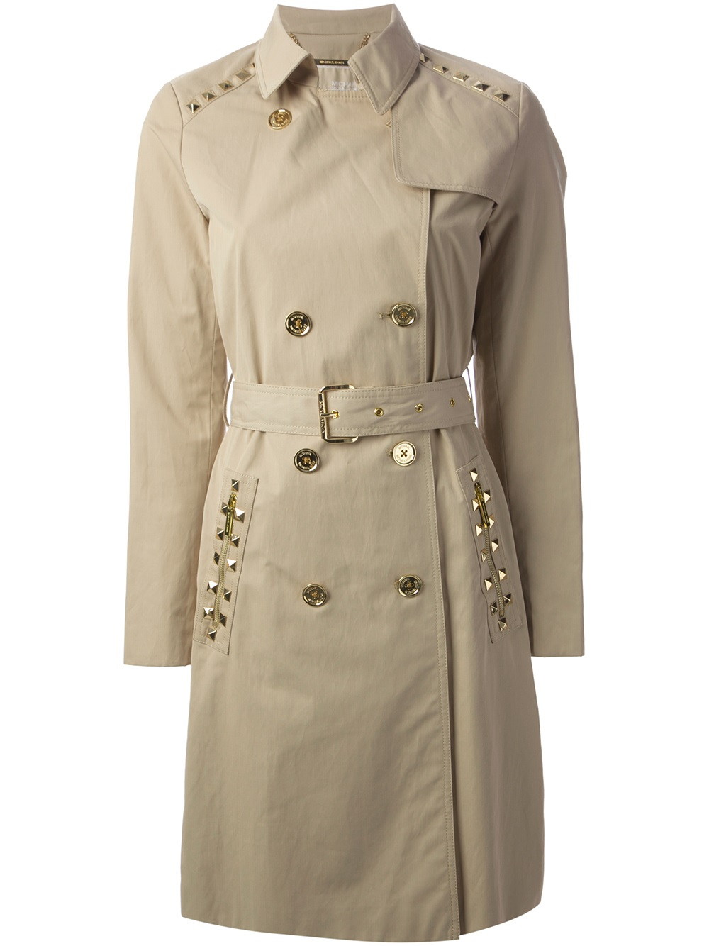 Lyst - Michael Michael Kors Studded Trench Coat in Natural