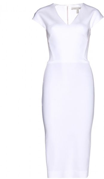 Victoria Beckham Stretch Pencil Dress in White (white runs small) | Lyst