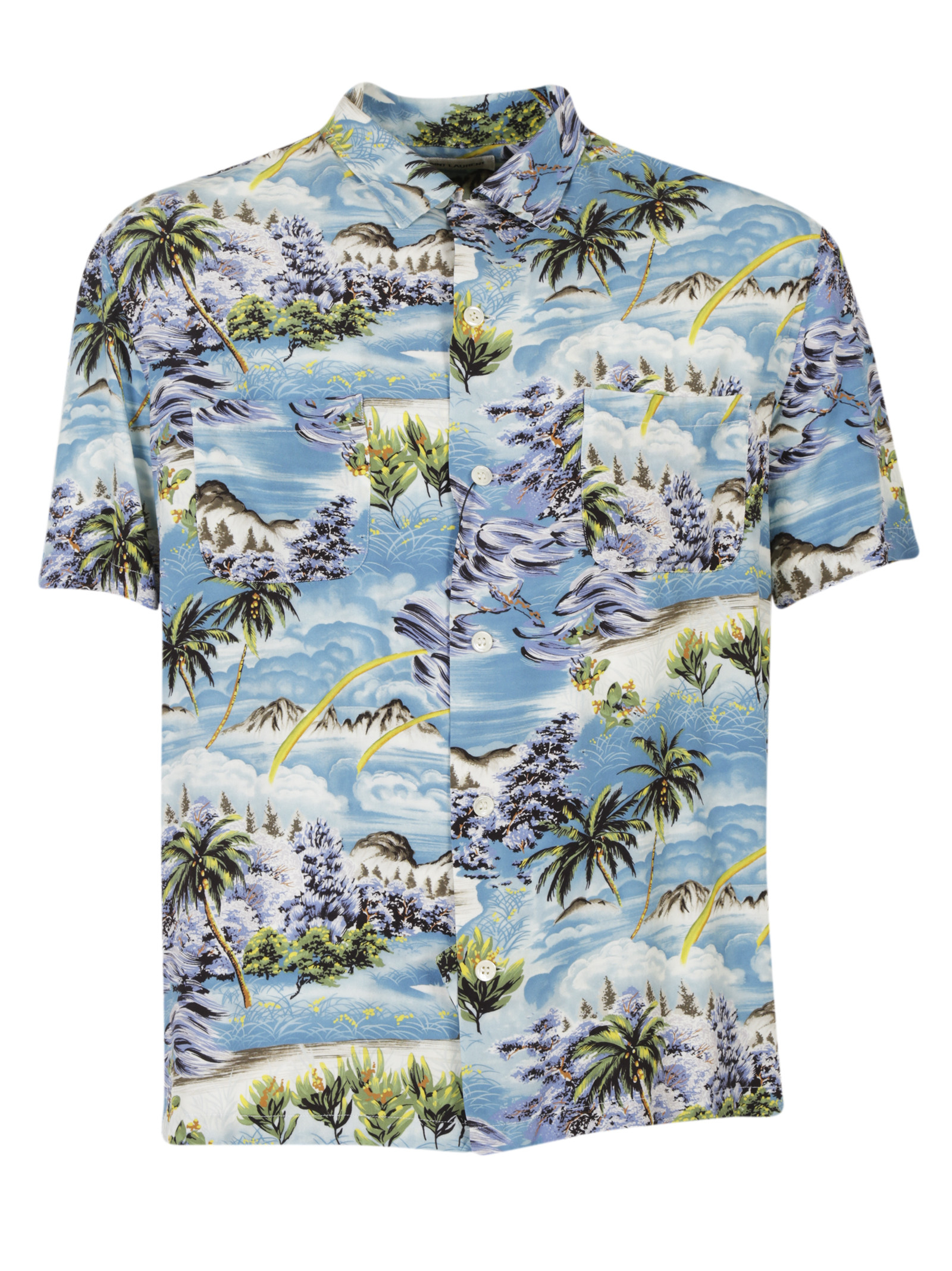 Saint laurent Surf Print Hawaiian Shirt in Blue for Men | Lyst