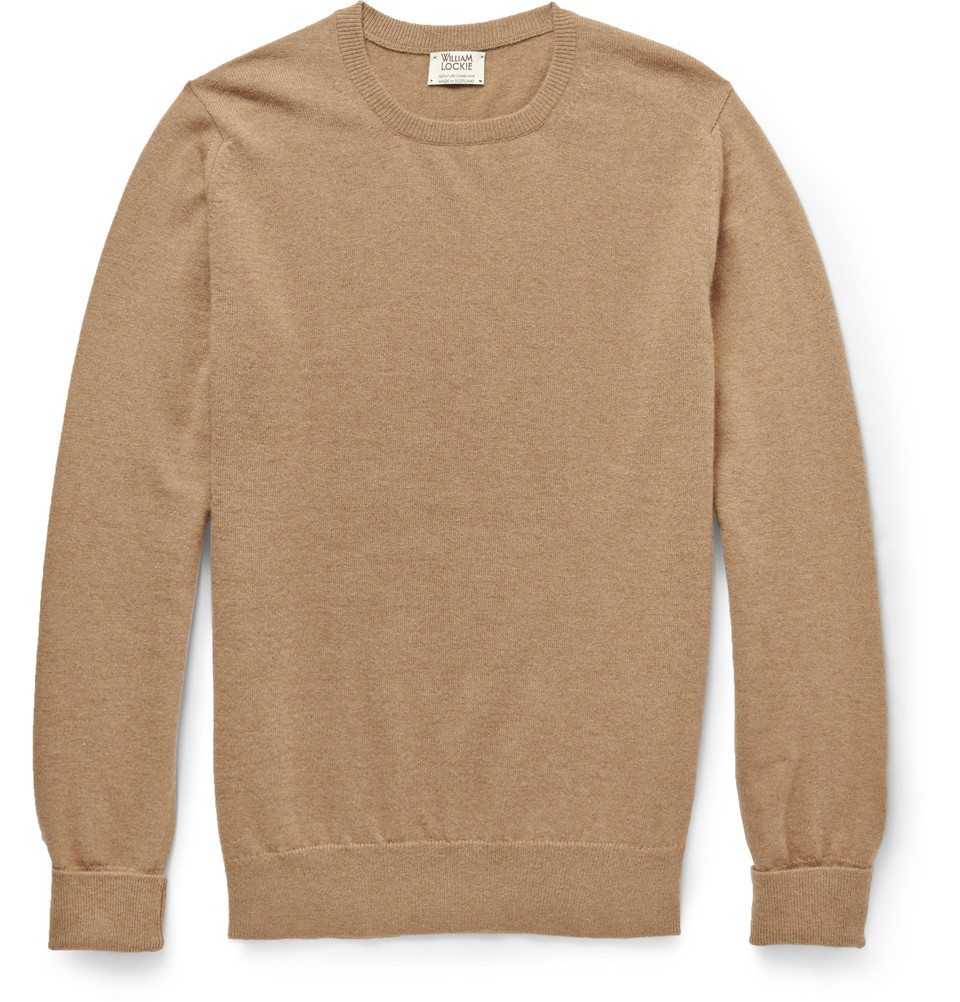 Lyst - William lockie Crew Neck Camel Sweater in Brown for Men