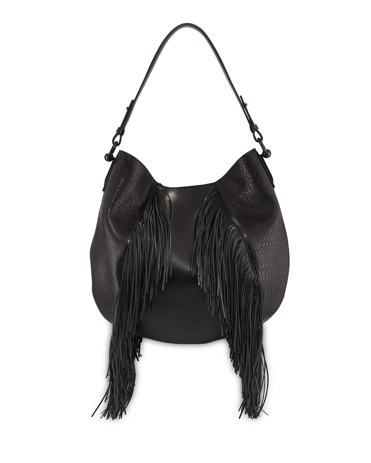 Lyst - Christian Louboutin Lucky Fringed Leather Hobo Bag in Black