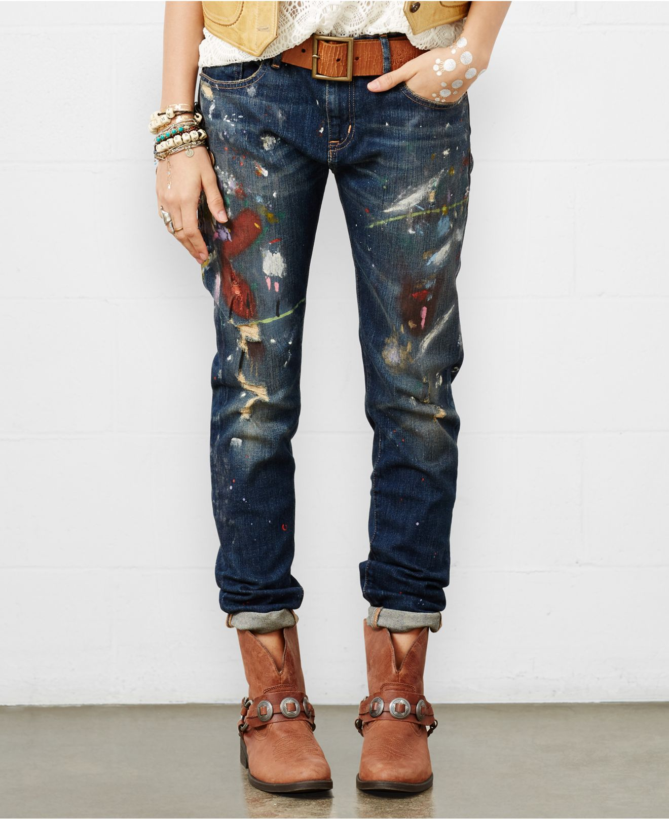 Lyst - Denim & Supply Ralph Lauren Paint-splatter Boyfriend Jeans in Blue