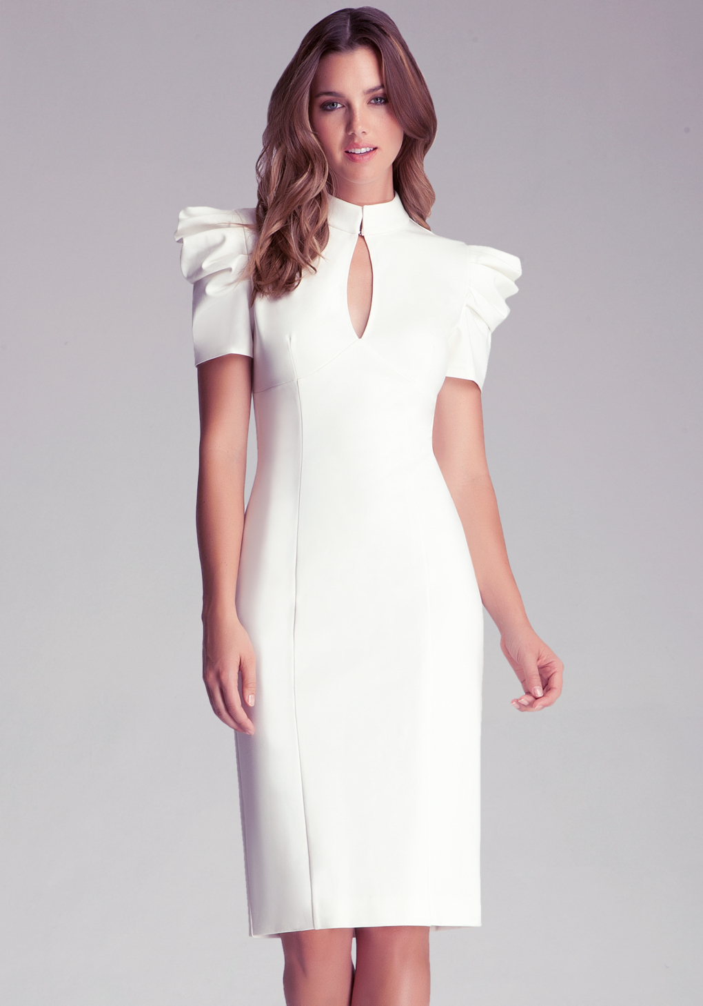 Lyst - Bebe Kirstie Pleated Midi Dress in White