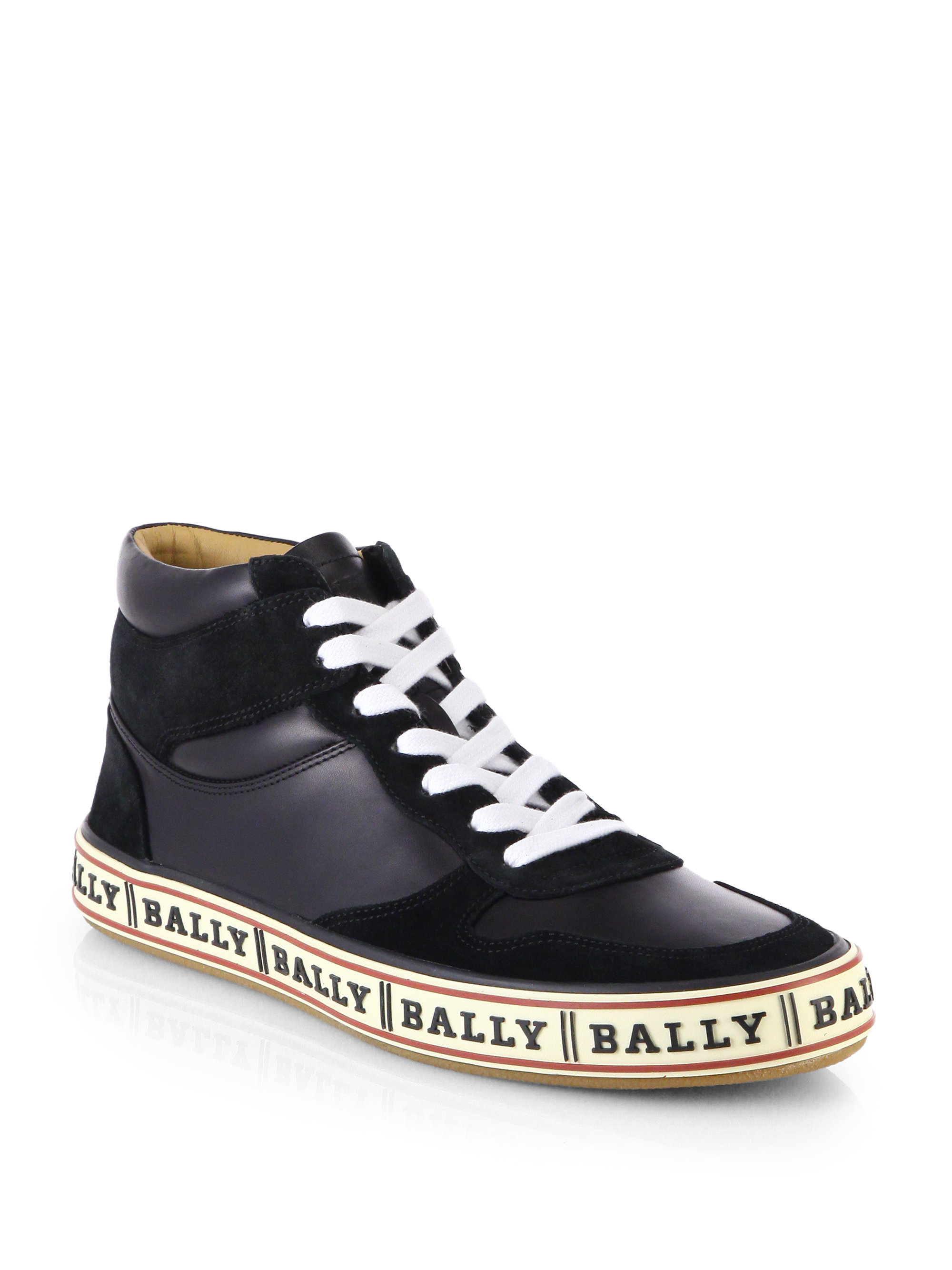 Lyst - Bally Logo-soled Leather High-top Sneakers in Black for Men