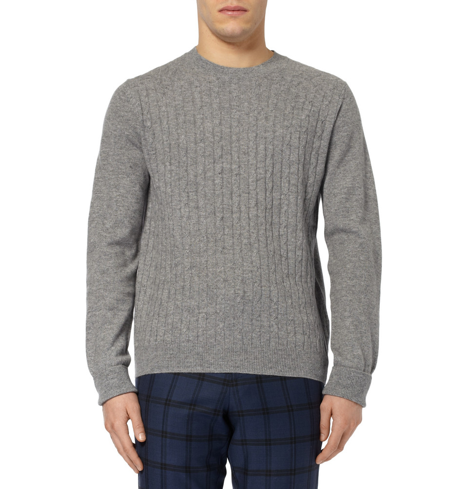 Hackett Mayfair Cable-Knit Cashmere Sweater in Gray for Men - Lyst