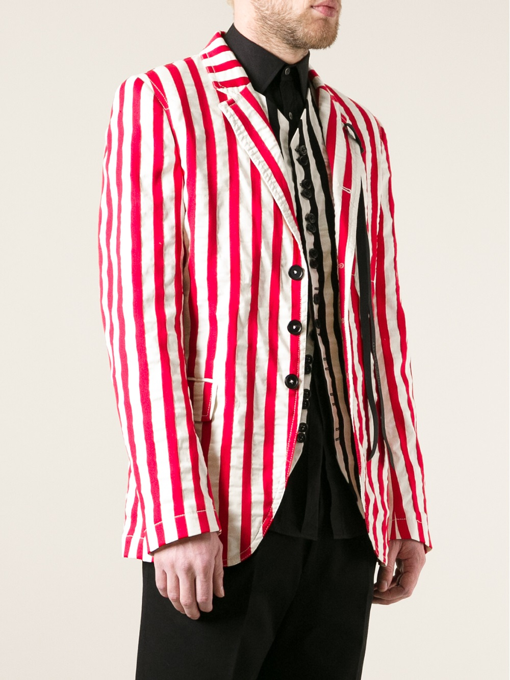 Lyst Ann Demeulemeester Striped Blazer In Red For Men 