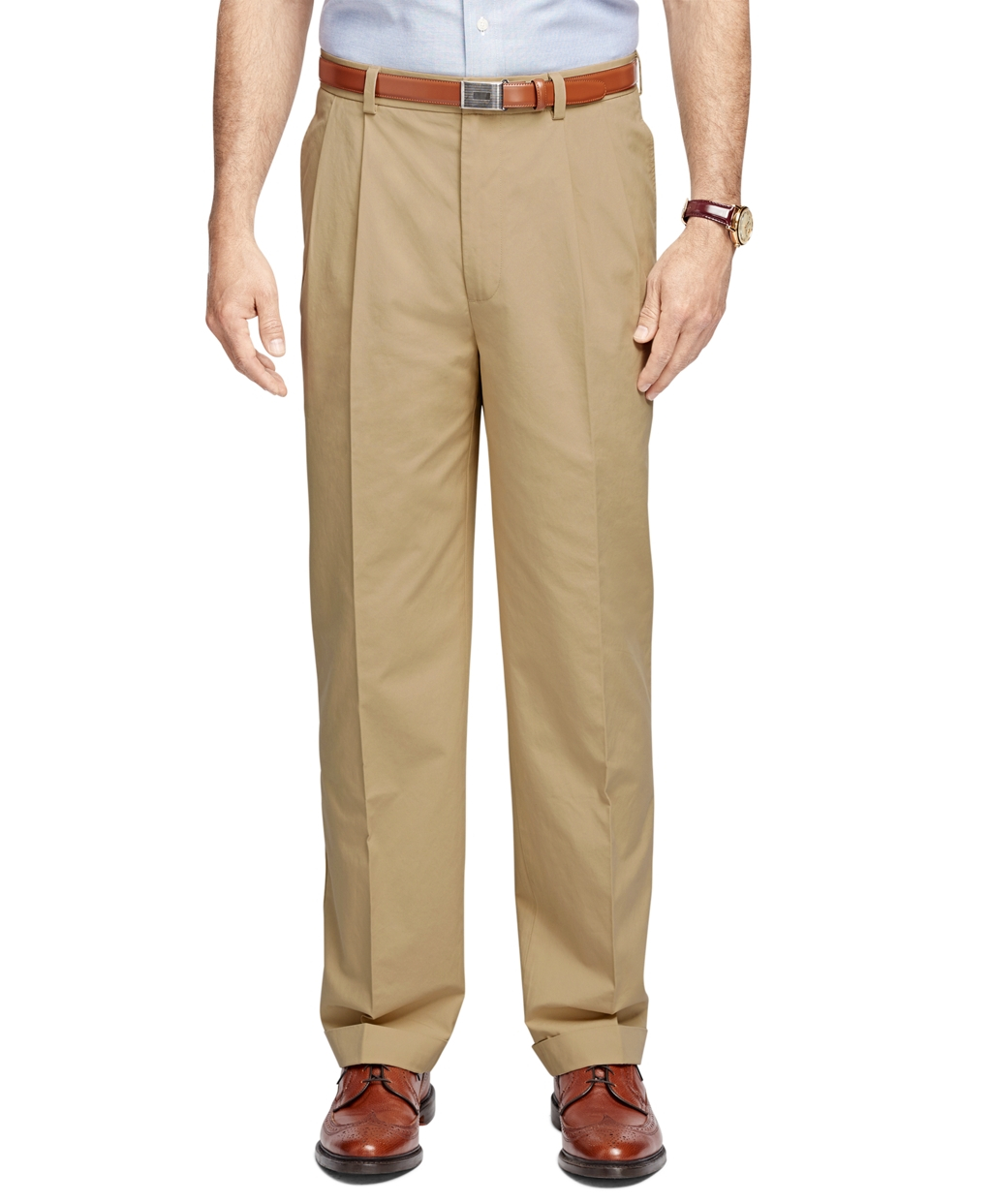 Brooks Brothers Elliot Fit Supima® Cotton Poplin Pants in Khaki for Men ...