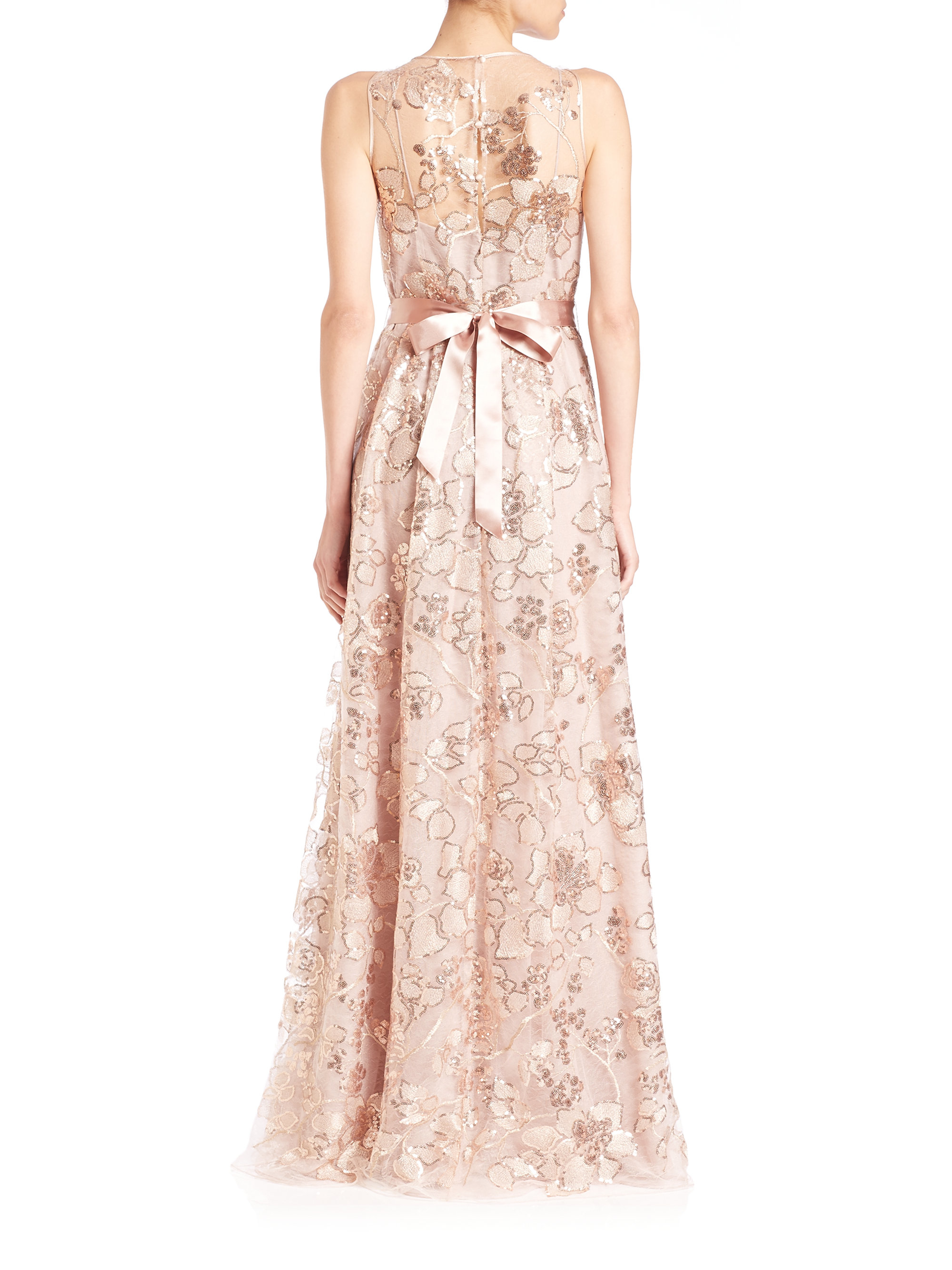 teri jon lace pintuck gown