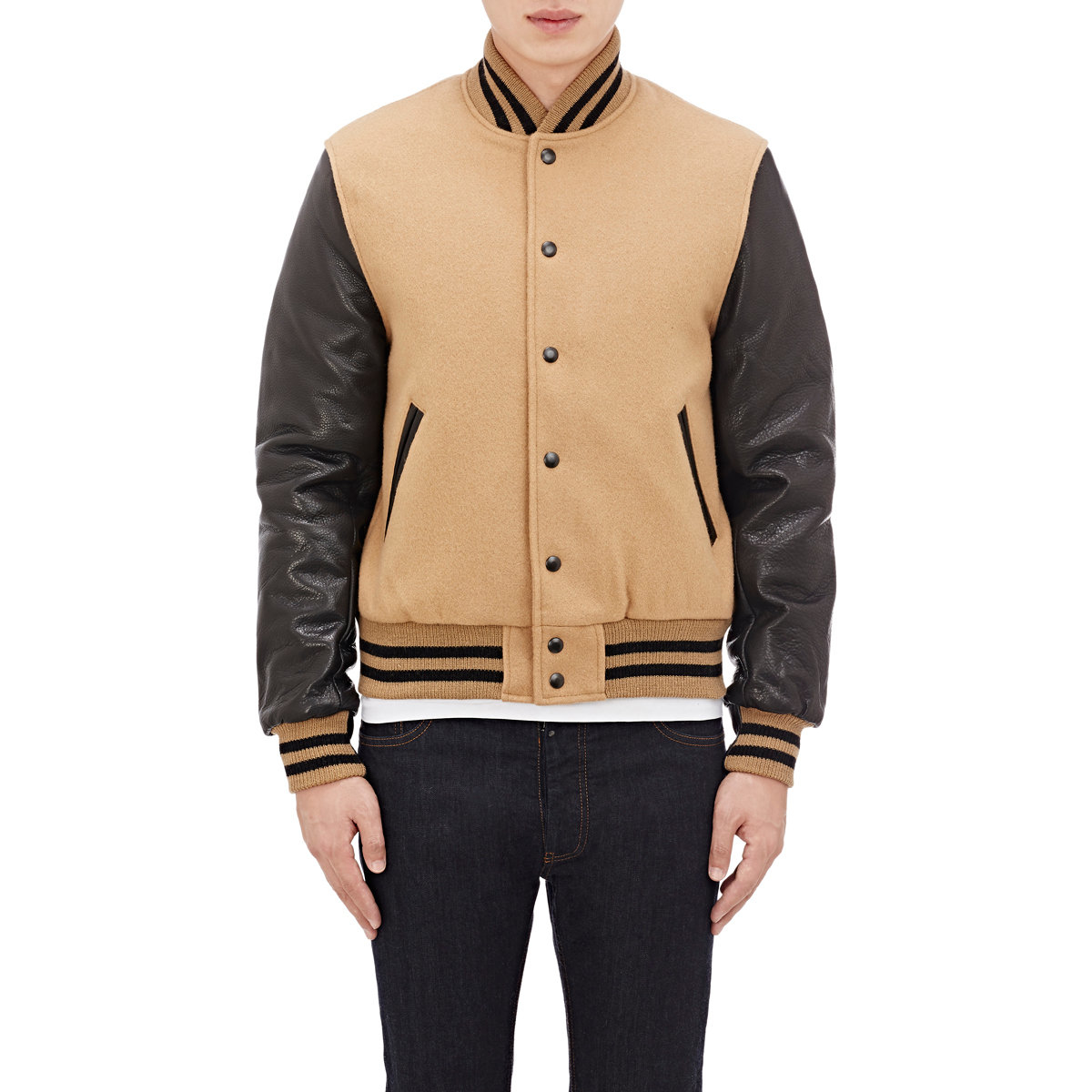 Lyst Golden Bear Varsity Jacket In Natural For Men Gallery Previously Sold At Barneys Warehouse Men S Varsity Jackets