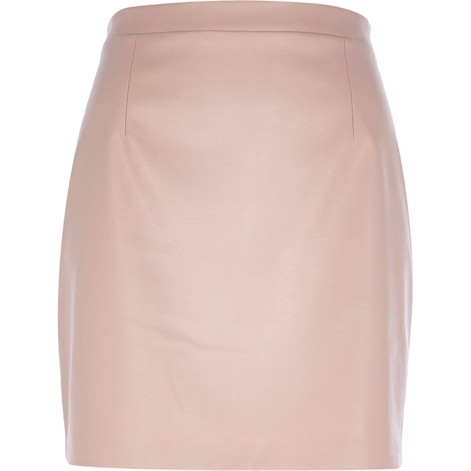River island Light Pink Leather-Look Mini Skirt in Pink | Lyst