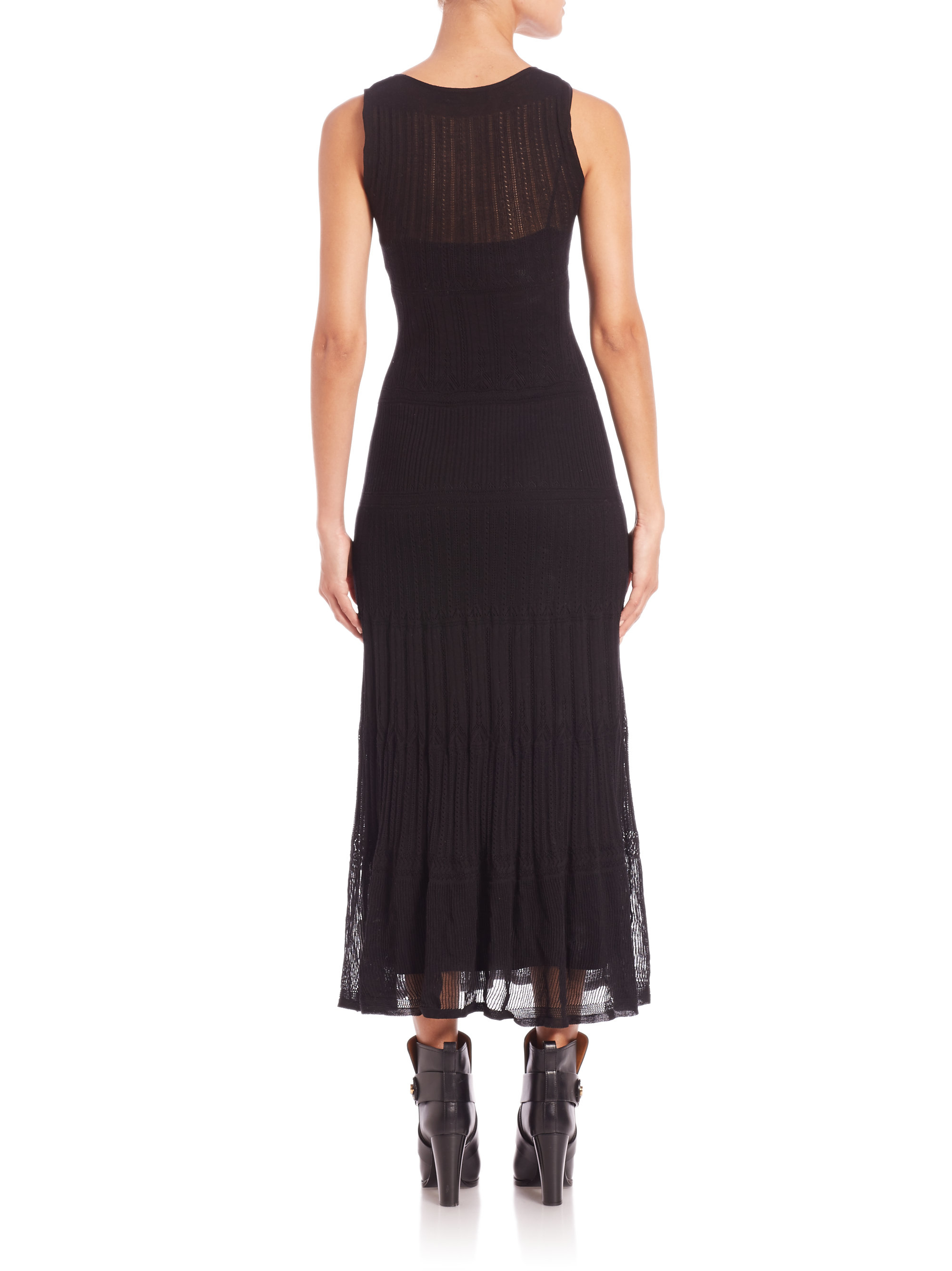 Lyst - Polo Ralph Lauren Cotton Pointelle-knit Maxi Dress in Black