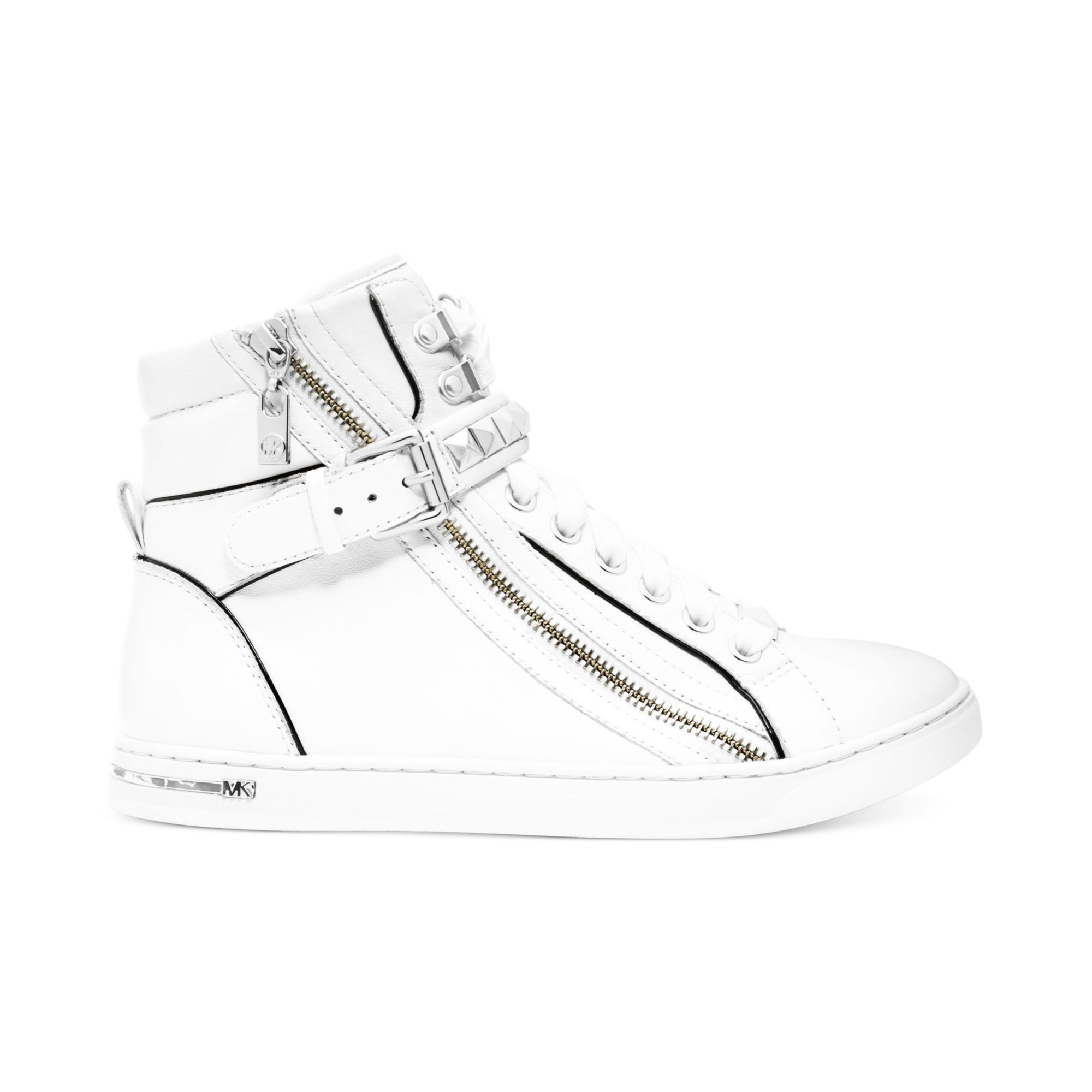 Lyst - Michael Kors Michael Glam Studded High Top Sneakers in White