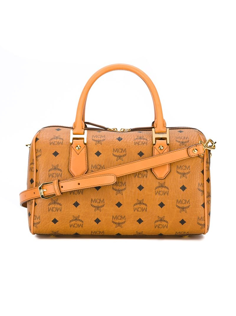 Lyst Mcm Logo Bowling Tote Bag In Natural Gallery