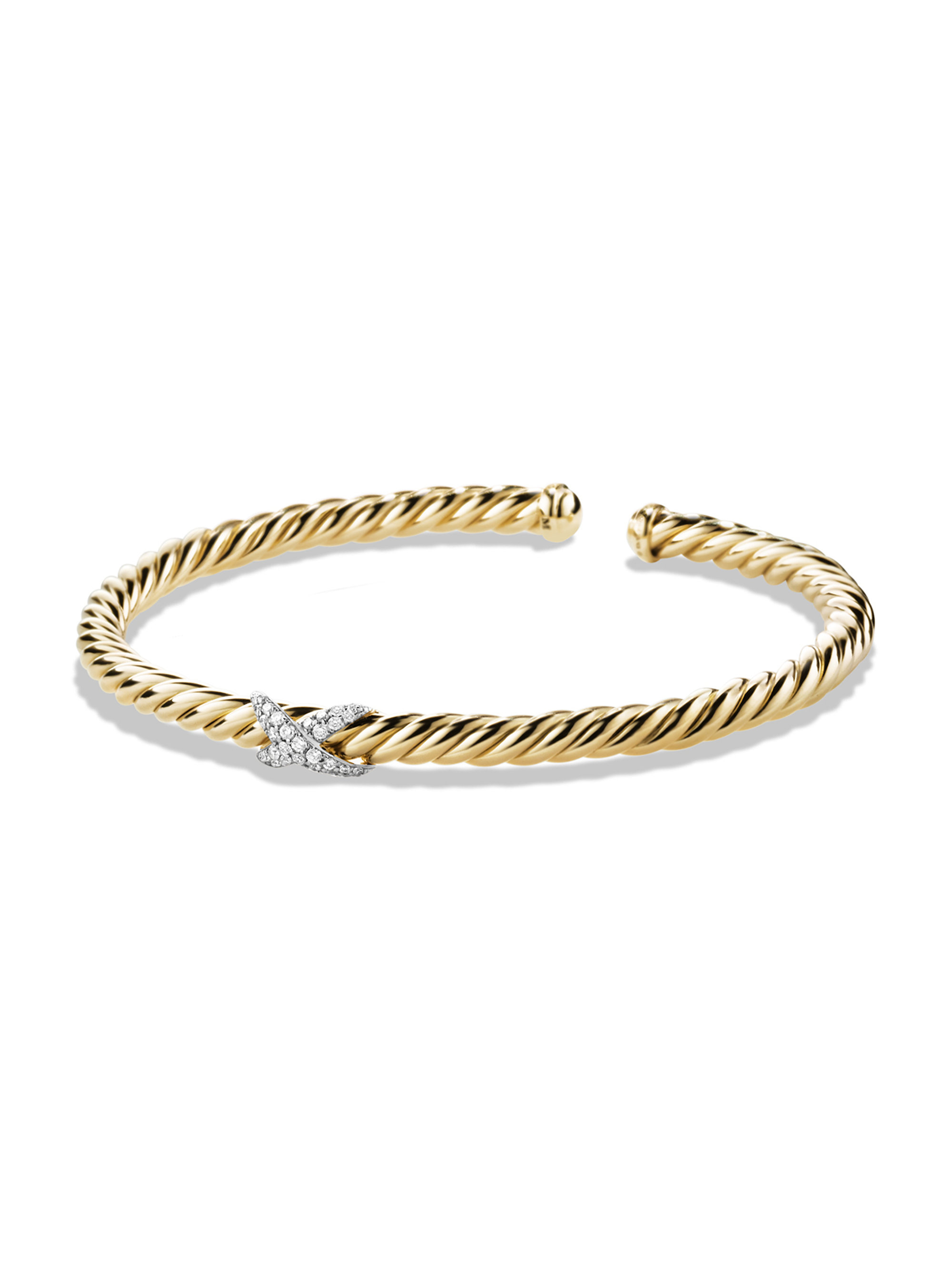 David Yurman Silver Gold X Bracelet With Diamonds In 18k Gold Silver Product 0 338318314 Normal 