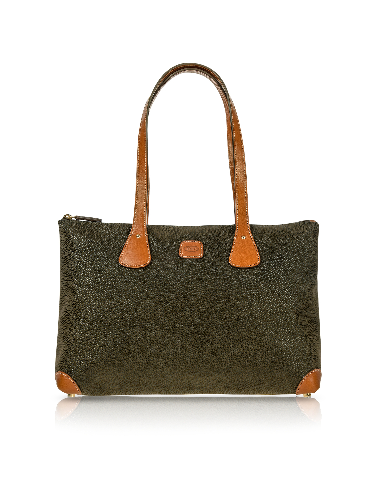 Bric's Life Medium Olive Green Micro Suede Tote Bag in Green | Lyst